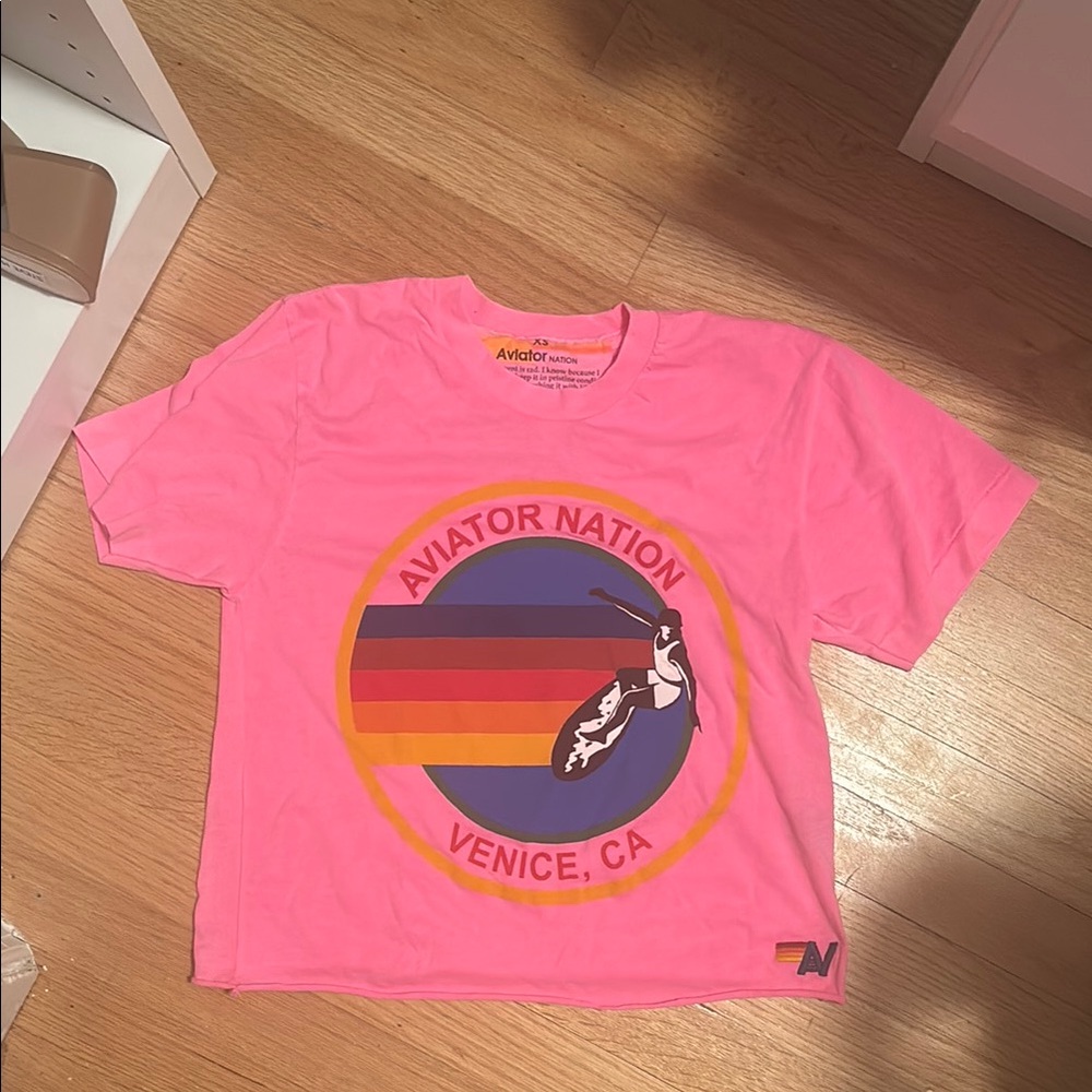 Aviator Nation Kids Pink Rainbow Graphic Tee